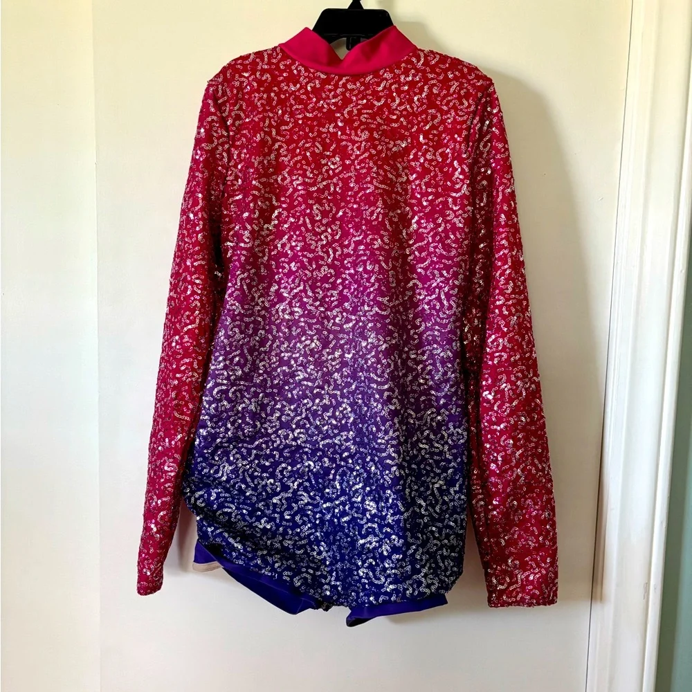Weissman Girls Gradient Sequin Dance Costume Top in Pink and Purple